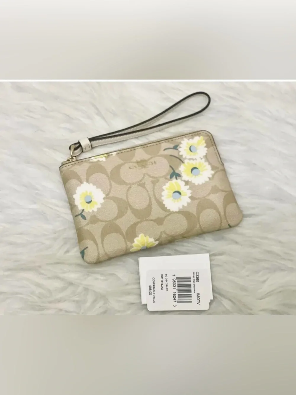 Coach Women's Signature Canvas Corner Zip Wristlet